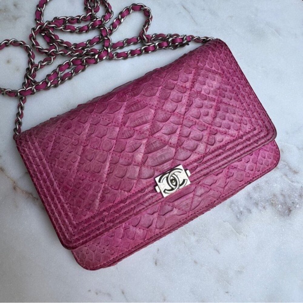 Chanel Exotic Python Boy WOC Wallet on Chain Crossbody - Picture 3 of 15